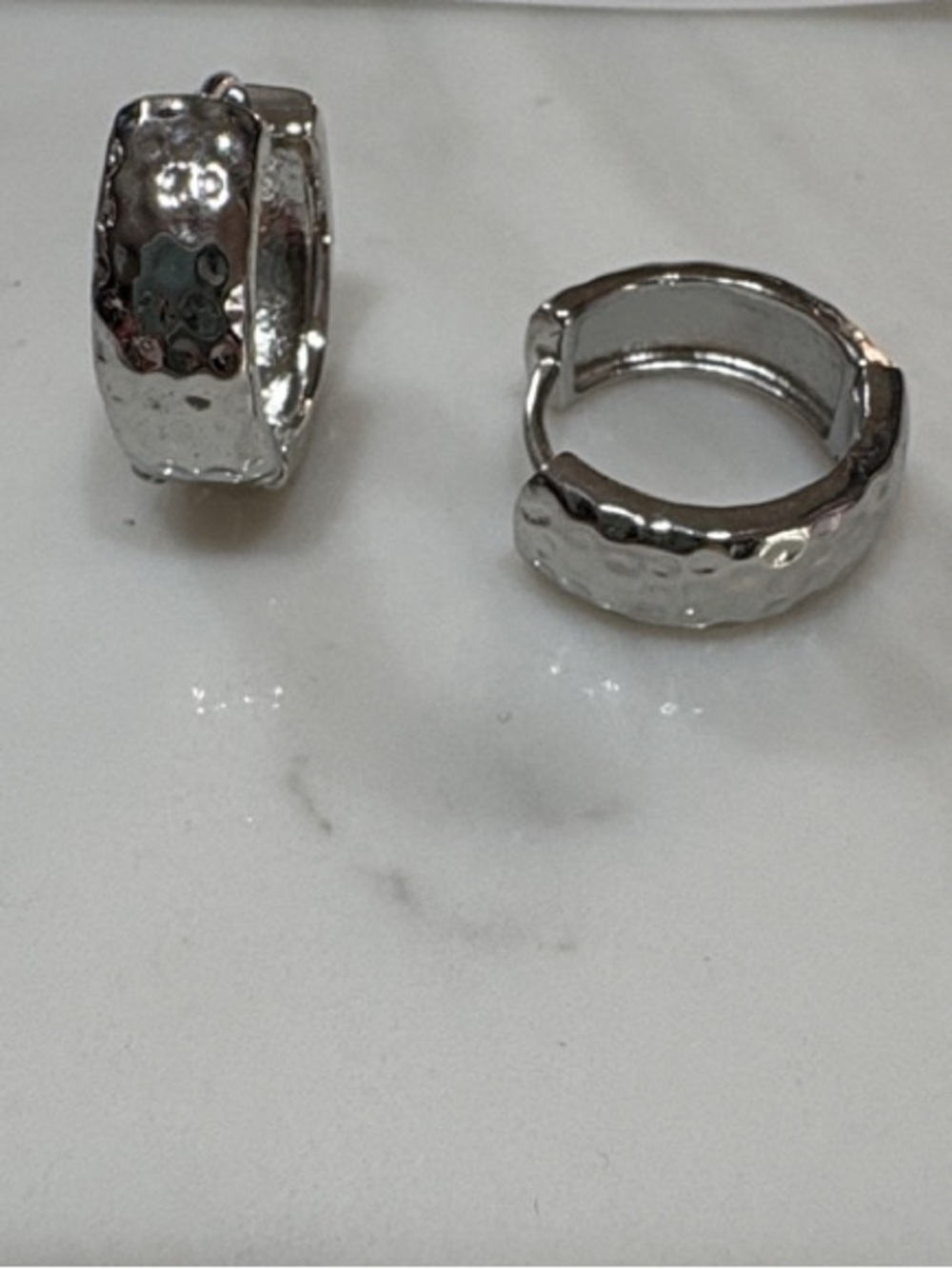 Hammered Silver Huggie Earrings - Classic Women's Jewelry